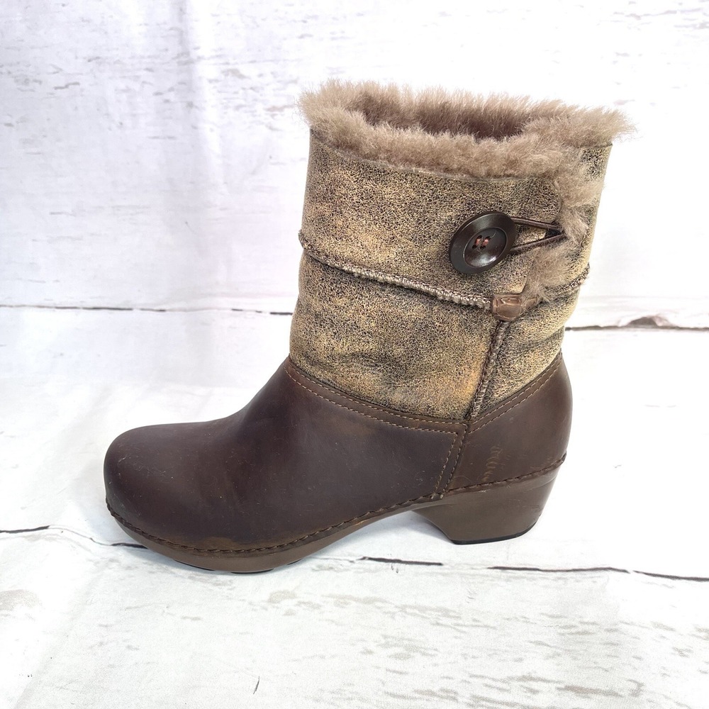 Dansko Stormy Shoes Women's 38 US 7.5-8 Brown Ankle Boots Shearling Leather